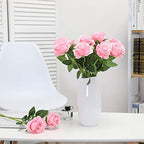 10pcs Pink Roses Artificial Flowers, Realistic Faux Rose with Long Stem - Image 6