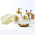 SheeChung Mason Jar Bathroom Accessories Set, 6Pcs Rustic Bathroom Set,Gold - Image 4
