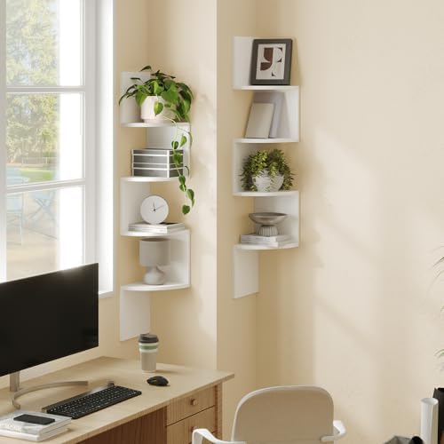HOOBRO Corner Shelf Wall-Mounted, Set of 2 Floating Corner Shelves for Wall - Image 4