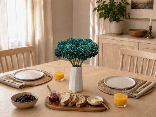Mandy's 12pcs Artificial Teal Ball Chrysanthemum Flowers - Image 7
