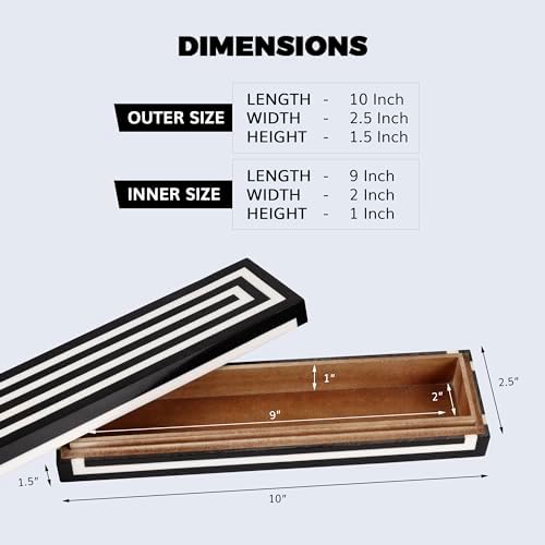 Handicrafts Home Decorative Remote Holder Box 10x2.5 – Slim Organizer Box with Lid for TV Remotes, Coffee Table Décor, Modern Shelf Box, Boho Home Décor Accent, Black and White Decorative Storage Box - Image 2