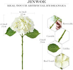JINWOE 4PCS White/Cream Hydrangea Artificial Flowers, 21" Lifelike Latex Silk Real Touch Faux Hydrangea Flowers, Artificial Hydrangeas Bouquet for Wedding Centerpieces Tables Party Home - Image 3