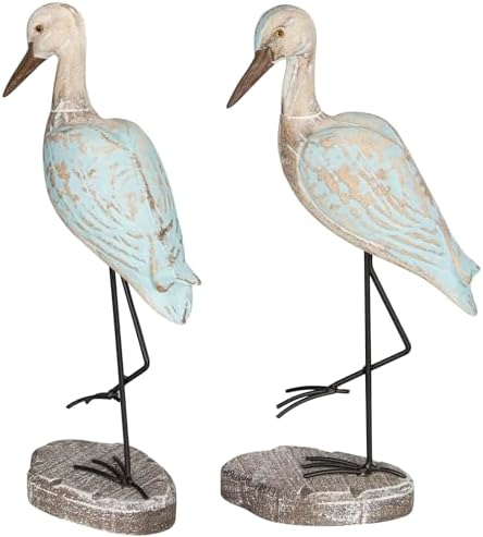 Seagull Statues Coastal Decor, Wooden Sea Birds Sculptures for Home Room Nautical Coastal Beach Decor, 2pcs (Light Brown) - Image 7