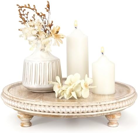 EOSAHR Beaded Round Display Riser for Bathroom Sink Decor, Light Natural by EOSAHR