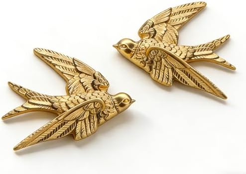 AMOIENSIS 4.75 Inch Gold Swallow Bird Wall Sculpture Set of 2 by AMOIENSIS