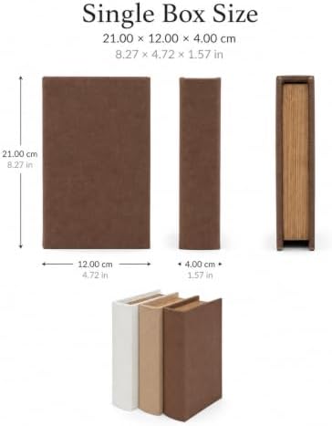 Decorative Linen Faux Book Storage Box Neutral Decorative Book Accent,8" - Image 3