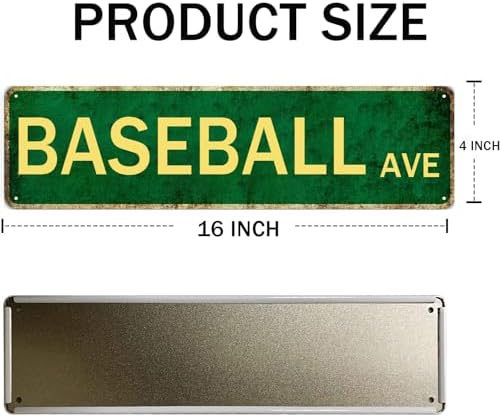 Baseball Decor For Boys Room Baseball Sports Vintage Metal Baseball Ave Tin Signs For Man Cave Boys Only Signs For Kids Room Decor Baseball Ave Theme Party Decorations Poster 4x16 Inch - Image 2