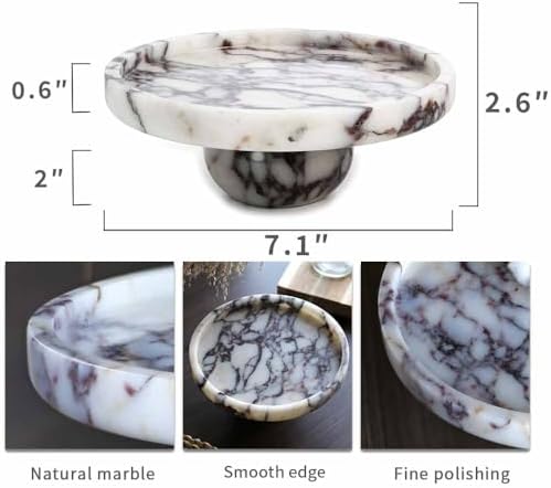 Marble Decorative Tray, 7" Round Marble Tray for Coffee Table - Image 2