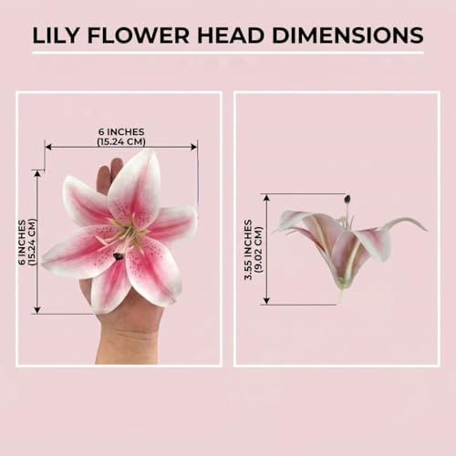 Large Artificial Lily Heads with Stamen, Light Pink, 25 Pack - Image 4