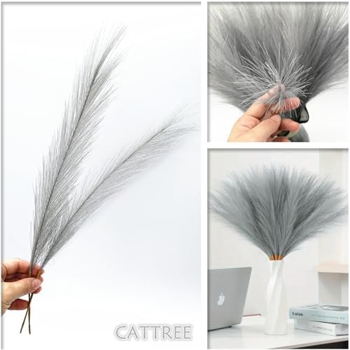 CATTREE Artificial Pampas Grass Stems, Light Gray, 18 Inch, 30 Pcs - Image 5