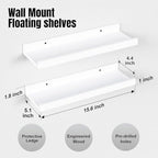 RICHER HOUSE 5-Set Floating Shelves with Lip, White Wall Mounted Wood Shelf - Image 3