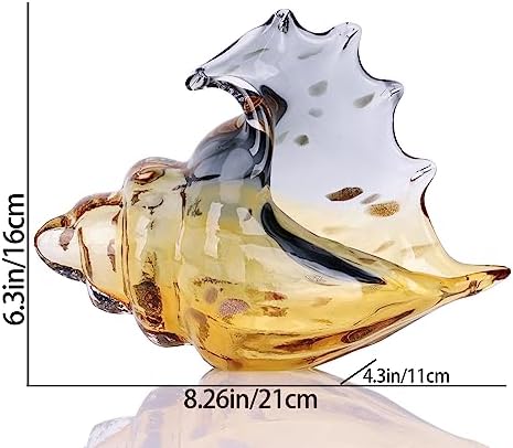 Hand Blown Glass Conch Statues, Gray and Amber Glass Art Figurines, Conch Shells for Coastal Home Decor, Living Room TV Stand and Bookcase Decor, Bathroom Shelf Tops and Cabinet Decor. - Image 2