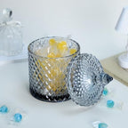 Sizikato Diamond Faceted Glass Candy Jar with Lid, 10oz Grey Decorative Jar, Nut Jar, Dried Fruit Storage Jar. - Image 4