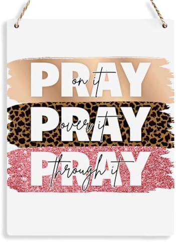Inspirational Decor Pray On It Bible Verse Wall Art Christian Gifts for Women Scripture Wooden Hanging Sign for Modern Home Office Kids Room Bathroom Bedroom Wall Art Decoration 8 x 10 Inches by BELLOWDEER
