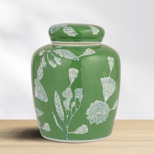 Creative Co-Op Decorative Ceramic Ginger Jar with Lid, Green - Image 7