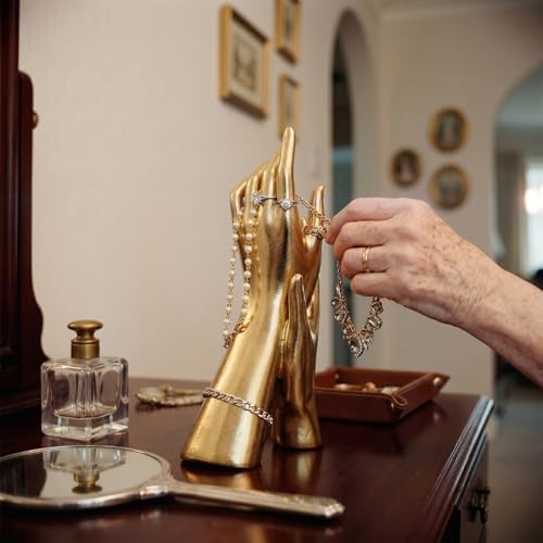 Hand Sculpture, Gold Resin Statues for Home Decor, Shelf Accent - Image 3