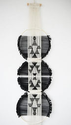 Macrame Wall Hanging Black White Modern Wall Art Geometric 11.8"W*64"L - Image 4