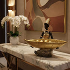 Lescafita African Woman Tray Statue Gold Leaf Decorative Figurine - Image 2