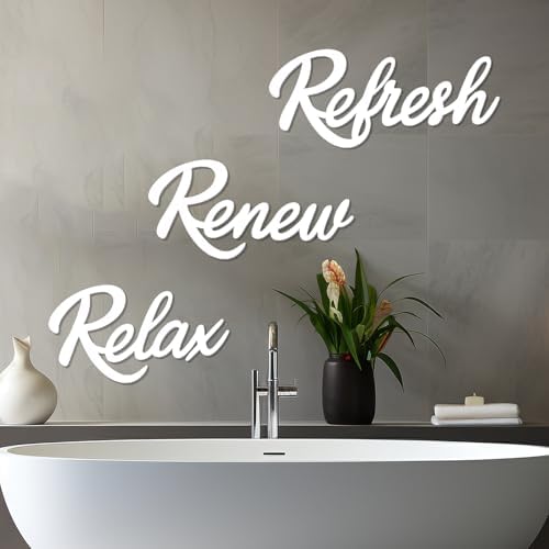 3 Pieces Bathroom Decor Black Bathroom Wall Art Relax Renew Refresh - Image 5
