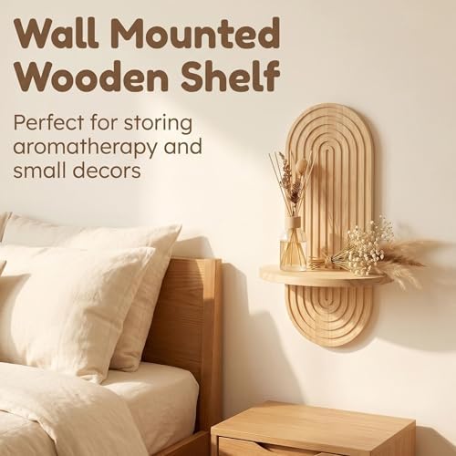 Boho Wall Shelf Set of 2, Wooden Arched wall Shelves for Plants & Decor - Image 6
