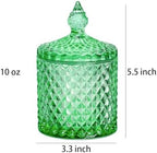 Sizikato Diamond Faceted Glass Candy Jar with Lid, 10oz Green Decorative Jar, Nut Jar, Dried Fruit Storage Jar. - Image 2
