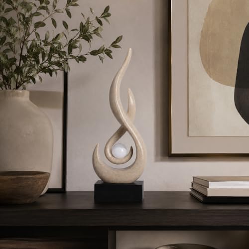 Modern Abstract Art Table Decoration,Resin Flame Statue Modern Centerpiece Ornaments for Living Room Great Gift Idea Home Decor,Collectibles (Grey) - Image 3