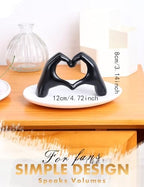 Modern Gold Heart Hands Sculpture, Decorative Table Art, Love Symbol Home Decor (Black) - Image 2
