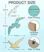 Putuo Decor 3pcs Seagull Wall Decor, Wooden Sea Bird Beach Wall Art, Ocean Home Decor Indoor Coastal Theme Wall Hanging for Bathroom Home Living Room Lake House - Image 2