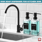 GMISUN Glass Soap Dispenser with Stainless Steel Pump, Clear Hand Soap Dispenser for Bathroom, 12 fl oz/350ml Refillable Dish Dispenser for Kitchen, Modern Liquid Soap and Lotion Bottle for Countertop - Image 4