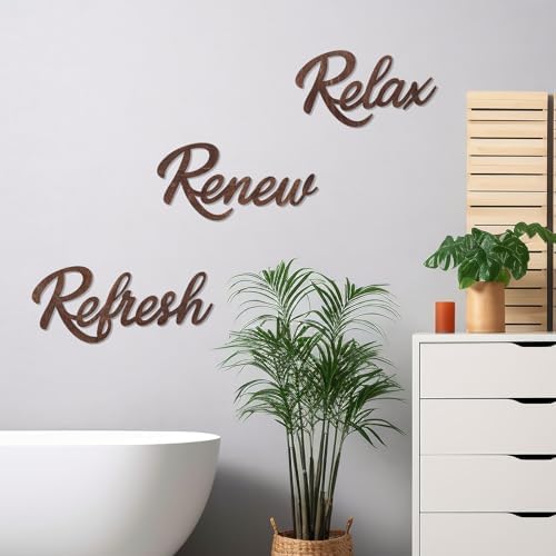 3 Pieces Bathroom Decor Bathroom Wall Art Relax Renew Refresh Sign - Image 5