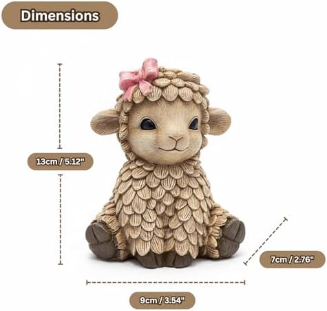 Rustic Baby Lamb Figurine for Home Décor – Cute Farmhouse Animal Ornament for Nursery or Shelf – Handcrafted Resin Sheep Statue Gift for Baby Shower, Easter, or Mother’s Day – Bo The Lamb - Image 4
