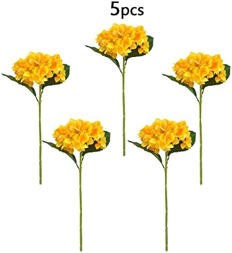 6Pcs 18" Yellow Silk Hydrangea Artificial Flowers - Image 3