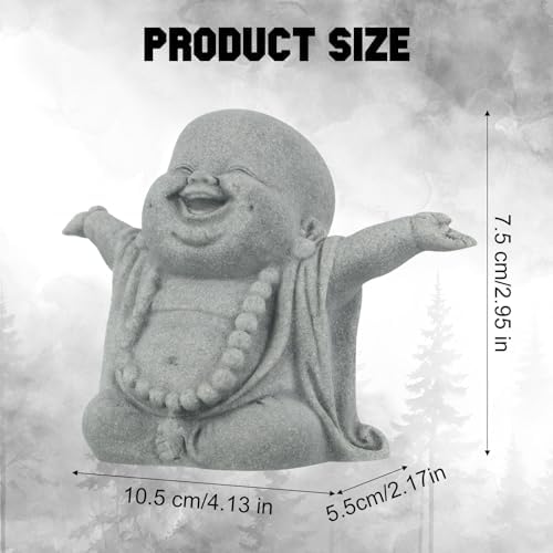 Landical Buddha Sandstone Statues Zen Monk Sculptures,Laughing Buddha - Image 2