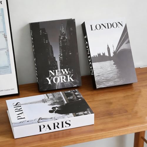 3 PCS Faux Decorative Books for Home Decor-Coffee Table Books Decor-Aesthetic Fake/Faux Books for Decoration,libros Decoration for Coffee Table, Shelf Accessories (3-Paris London Newyork kiss) - Image 3