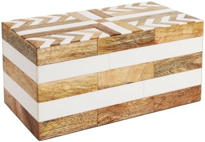 Handicrafts Home Large Decorative White Wood Storage Box with Lid, 10x6x2.5 by HandicraftsHome