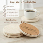 Natural Travertine Drink Coasters Set of 4 with Holder, 4" Round - Image 5