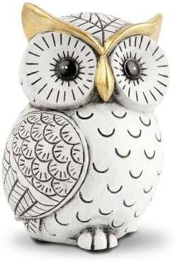 Smadeer Black and White Owl Statue, Small Resin Owl Boho Shelf Decor by Smadeer