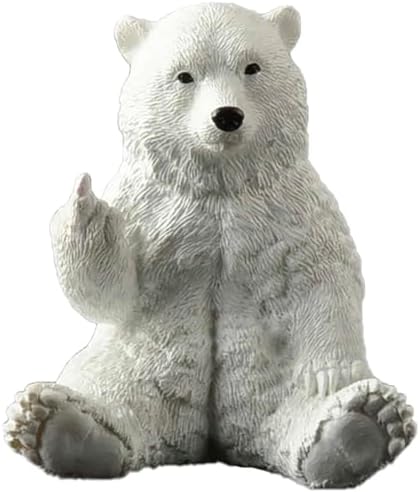 Polar Bear Middle Finger Figurine, Hilarious Funny Resin Bear Statue by JFSM+INC.