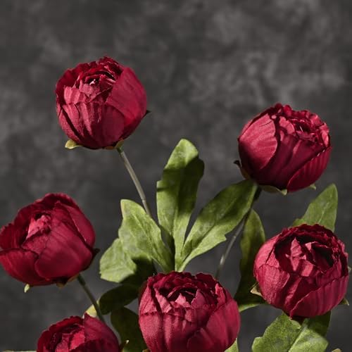 Waipfaru 6 Pcs 27" Faux Peonies Artificial Flowers for Vase, Burgundy - Image 6