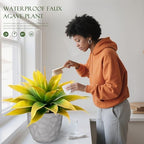 Artificial Agave Plants Outdoors, 28", 2-Pack, Yellow Fake Greenery - Image 3
