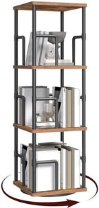 MAHANCRIS 3-Tier Rotating Bookshelf, Freestanding Corner Bookshelf, 360° by MAHANCRIS
