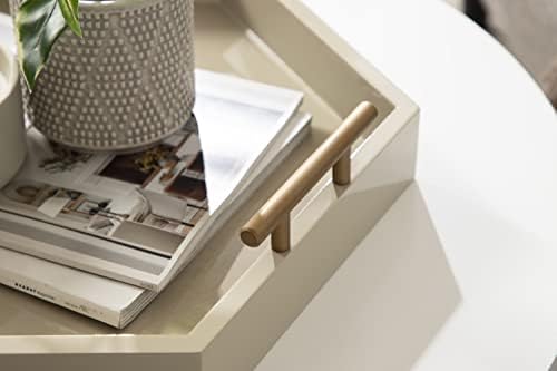 Kate and Laurel Lipton Modern Hexagon Tray; 18 x 18; Sand; Midcentury Decorative Serving Tray for Storage and Display - Image 3