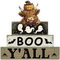 Putuo Decor Halloween Highland Cow Table Decor, Wooden Boo Yall Shelf Sign by PUTUODECOR