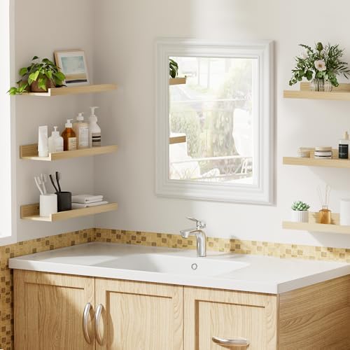 upsimples Floating Shelves for Wall Decor Storage, Natural, 6Pcs, 15.7'' - Image 6