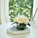 Artificial Peony Silk Flower Centerpieces Faux Floral Arrangement in Glass Vase for Home Wedding Table Decoration (Champagne) - Image 6