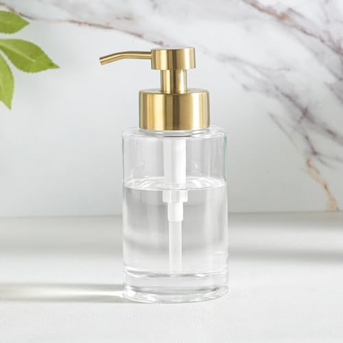 Enra Glass Soap Dispenser, Clear Bottle Gold Pump Liquid Hand Soap by Enra