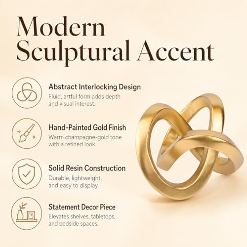 Gold Knot Decor for Coffee Table Book,Chain Link Decor for Bookshelf Entry Table TV Stand,Knot Sculpture for Home Living Room,Accent Decoracions para sala,adornos para sala Modernos - Image 3
