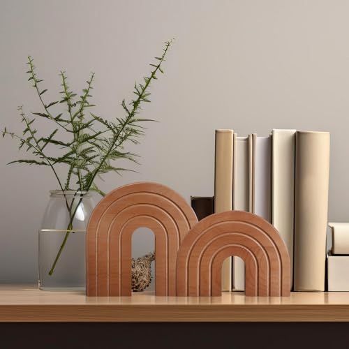 DoubleFill Set of 2 Wooden Rainbow Arch Boho Shelf Decor for Table - Image 5