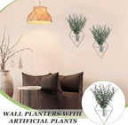Jexine 4 Pcs Hanging Artificial Planters Wall Decor, Silver, Eucalyptus - Image 6