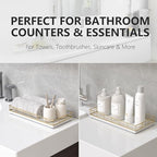 Toilet Paper Basket Organizer, Oak Wood Toilet Tank Tray with Metal Frame - Image 4